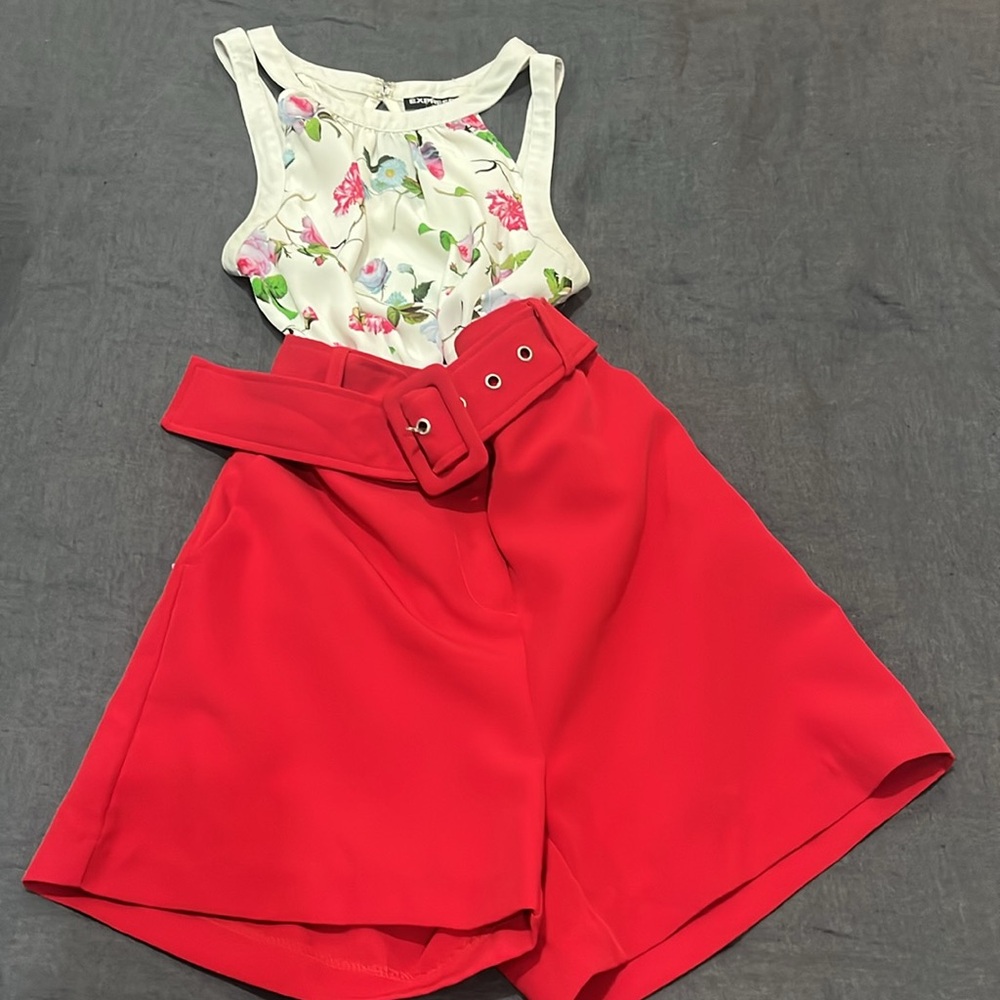 Red Dressy Shorts and flower top